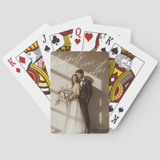Jeu De Cartes Heureux Jamais après Script Keepsaké photo Mariage (dos)
