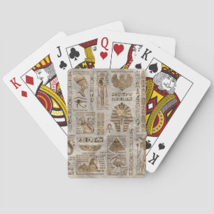 Jeu De Cartes Hiéroglyphes et divinités égyptiens - or vintage