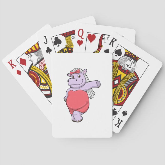 Jeu De Cartes Hippopotame en mariée avec voile et nœud (dos)