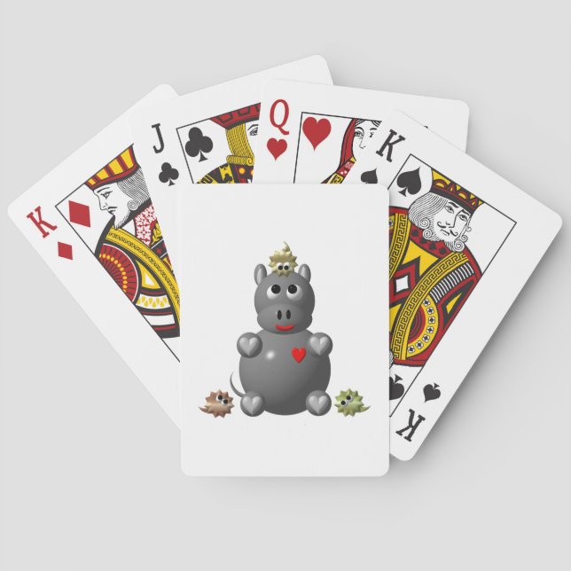 Jeu De Cartes Hippopotame mignon avec des hamsters (dos)