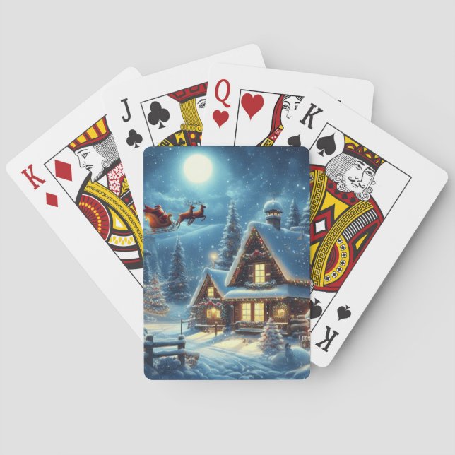 Jeu De Cartes Hiver/Père Noël/Noël/Neige (dos)