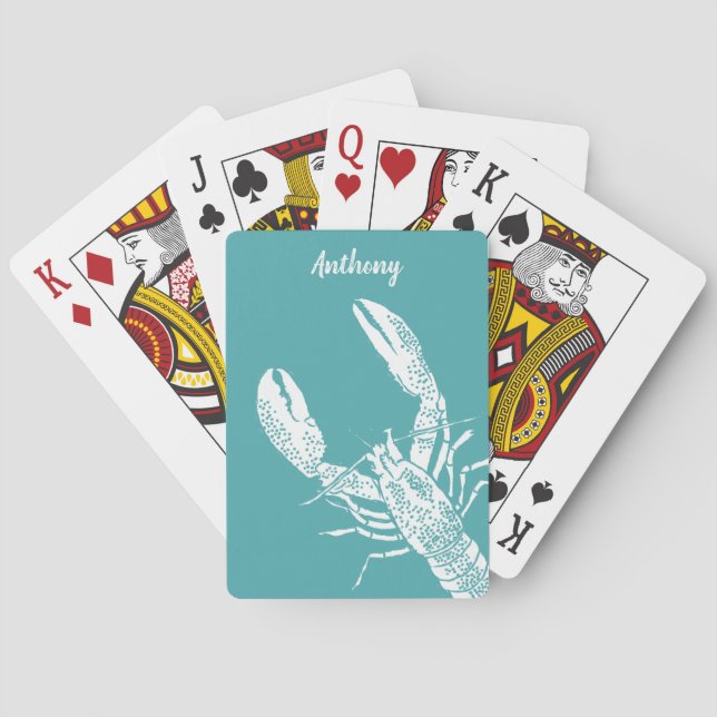 Jeu De Cartes Homard marine bleu turquoise et blanc (dos)