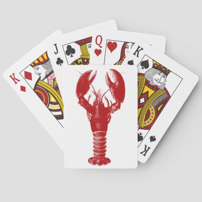 Jeu De Cartes Homard rouge profond sur blanc  (dos)