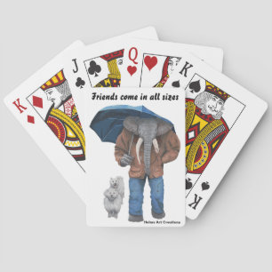 Jeu De Cartes Homme éléphant Marcher Chiens Imaginaire Jouer Car
