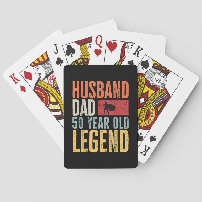 Jeu De Cartes Hommes 50e anniversaire papa mari légende drôle Vi (dos)
