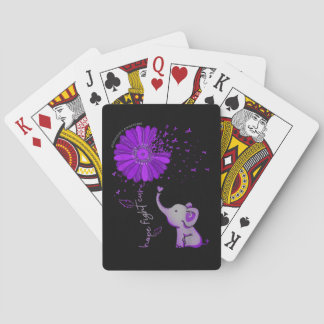 Jeu De Cartes Hope Fight Cute Elephant Alzheimer's Purple Ribbon