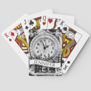 Jeu De Cartes Horloge Vintage d'argent personnalisée Gothique