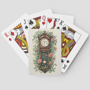 Jeu De Cartes Horloge Vintage Entourée de Roses et de Vignes