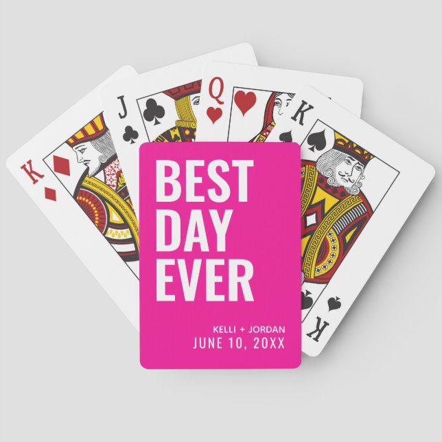 Jeu De Cartes Hot rose Meilleur Jour Jamais Mariage Jouer Cartes (dos)