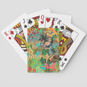 Jeu De Cartes Hula Vintage Floral Graphisme Floral Hawaii