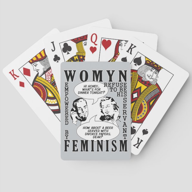 Jeu De Cartes Humour féministe rétro jouant aux cartes (dos)