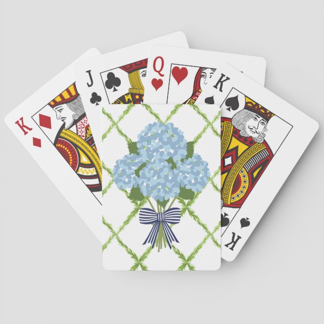 Jeu De Cartes Hydrangée bleue et blanche, Grandmillenium Trellis (dos)
