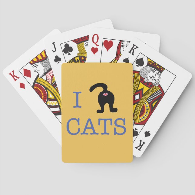 Jeu De Cartes I Love Cats Jouer aux cartes Butt mignon Humour (dos)