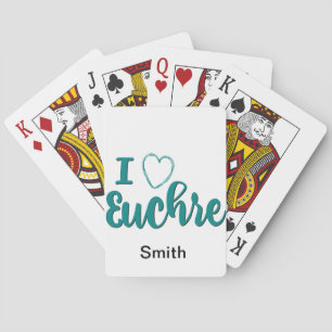 Jeu De Cartes I Love Euchre Personnalisé Lettré Design