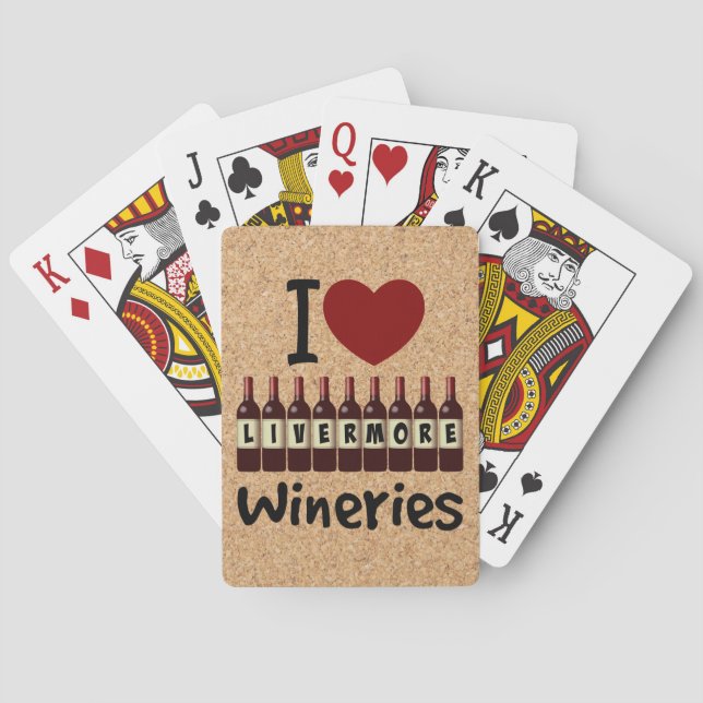 Jeu De Cartes I Love Livermore Wineries Heart and Wine Bottles (dos)