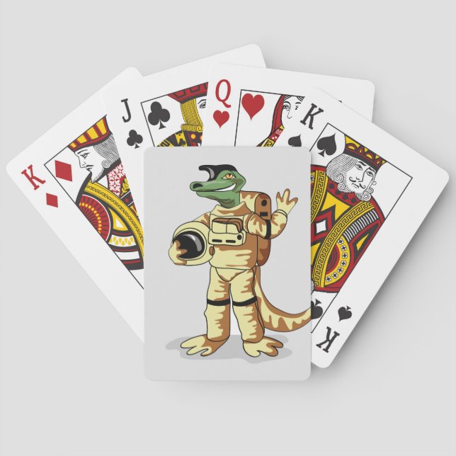 Jeu De Cartes Iguanodon Habillé Dans Un Spacesuit Cosmonaute. (dos)