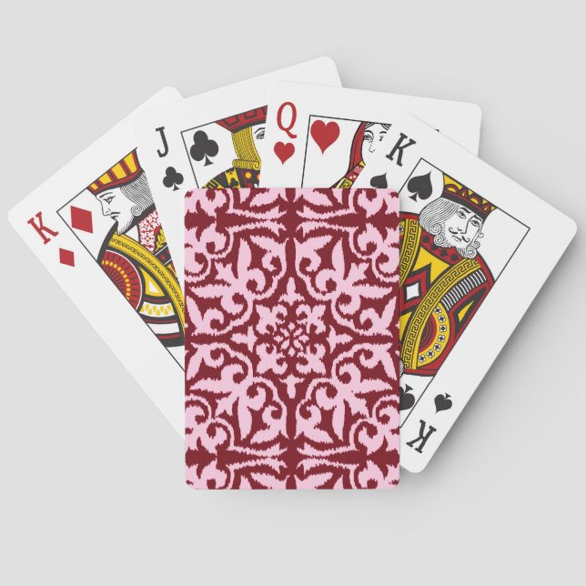 Jeu De Cartes Ikat damask pattern - Bourgogne et rose (dos)
