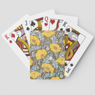 Jeu De Cartes Illustration Art Nouveau Poppy Fleur Jaune