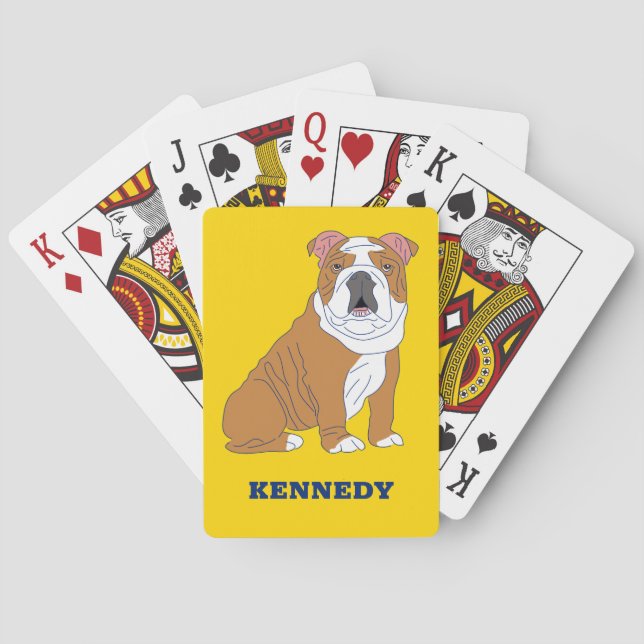 Jeu De Cartes Illustration de Bulldog anglais personnalisée (dos)