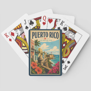 Jeu De Cartes Illustration de la côte de Porto Rico Art de voyag