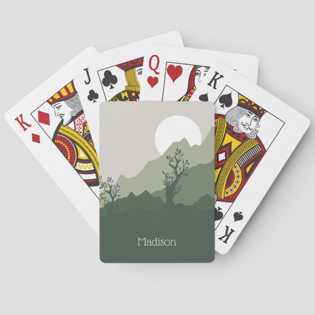 Jeu De Cartes Illustration de la nature de nom personnalisé (dos)