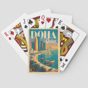 Jeu De Cartes Illustration de la skyline de Doha Qatar Art de vo