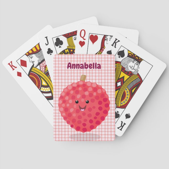 Jeu De Cartes Illustration de litchee rose mignon (dos)