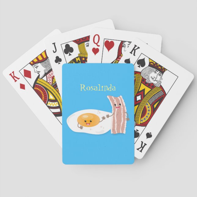 Jeu De Cartes Illustration de l'oeuf de Cute kawaii et du bacon (dos)