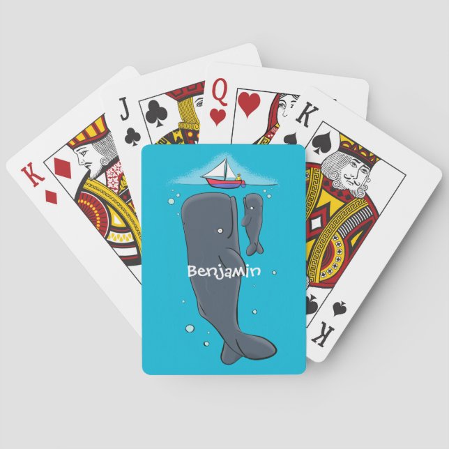 Jeu De Cartes Illustration de mignons baleines et voiliers (dos)