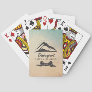 Jeu De Cartes Illustration de montagne avec Sun Rays Family Reun