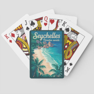 Jeu De Cartes Illustration de plage vintage aux Seychelles Art d
