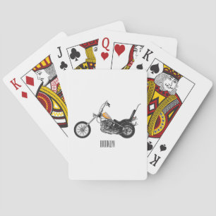 Jeu De Cartes Illustration de style cartoon d'une moto chopper 1