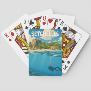Jeu De Cartes Illustration de voyage aux Seychelles Art vintage
