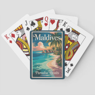 Jeu De Cartes Illustration de voyage de plage aux Maldives Art v