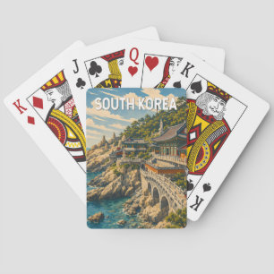 Jeu De Cartes Illustration de voyage vintage sur la Corée du Sud