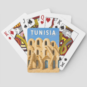 Jeu De Cartes Illustration de voyage vintage sur la Tunisie