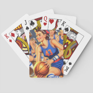 Jeu De Cartes Illustration des filles de basket-ball vintage