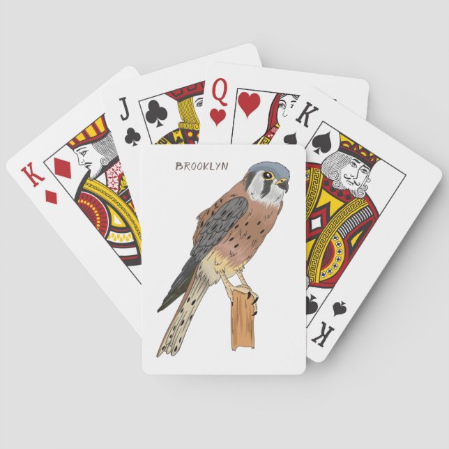 Jeu De Cartes Illustration d'oiseau américain Kestrel (dos)