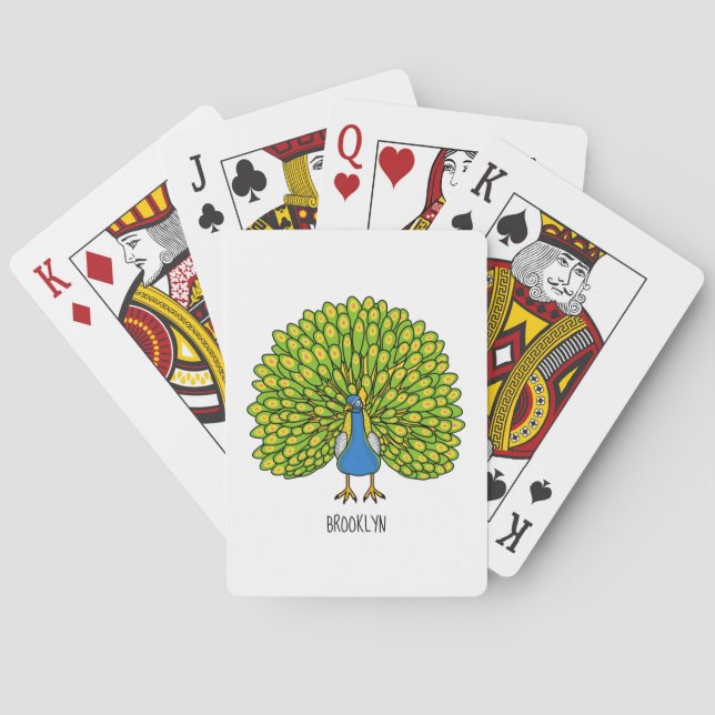 Jeu De Cartes Illustration d'oiseau de paon brillant (dos)