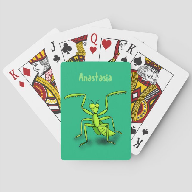 Jeu De Cartes Illustration drôle de mante verte en prière (dos)