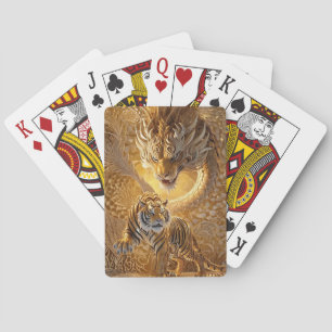 Jeu De Cartes Illustration du gardien du tigre d'or et du dragon