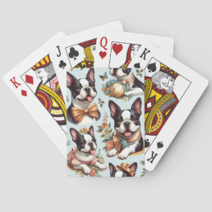 Jeu De Cartes Illustration du Terrier Vintage de Boston