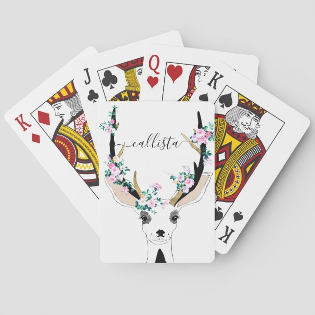 Jeu De Cartes Illustration d'un animal de cerf rose pâle d'Artsy (dos)