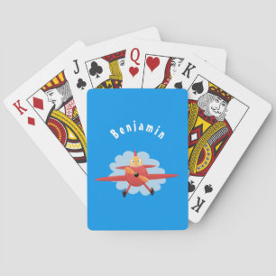 Jeu De Cartes Illustration d'un avion rouge volant mignon