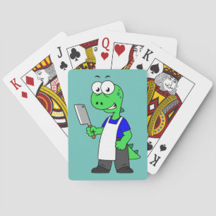 Jeu De Cartes Illustration D'Un Boucher Rex Tyrannosaurus.