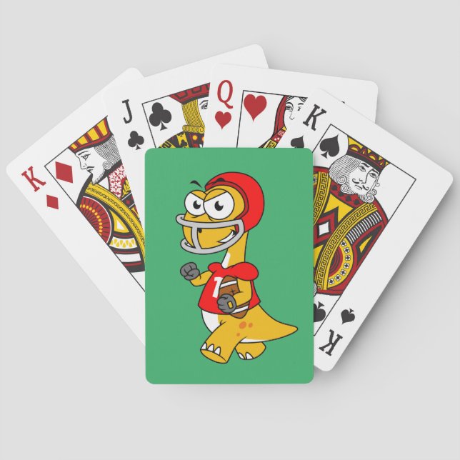 Jeu De Cartes Illustration D'Un Brontosaurus Jouant Au Football. (dos)