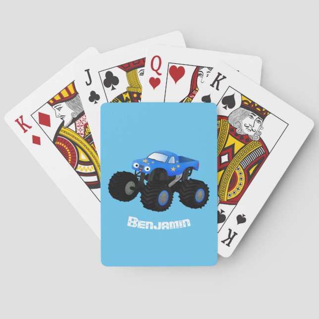 Jeu De Cartes Illustration d'un camion monstre bleu mou (dos)