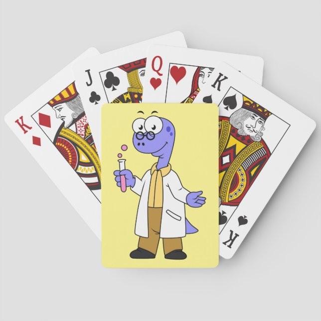 Jeu De Cartes Illustration D'Un Chimiste Brontosaurus. (dos)