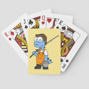 Jeu De Cartes Illustration D'Un Pêcheur D'Allosaurus.