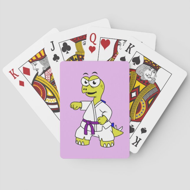 Jeu De Cartes Illustration D'Un Stégosaurus Pratiquant Le Karaté (dos)